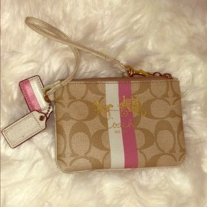 Coach Wristlet in Tan White and Pink 👜